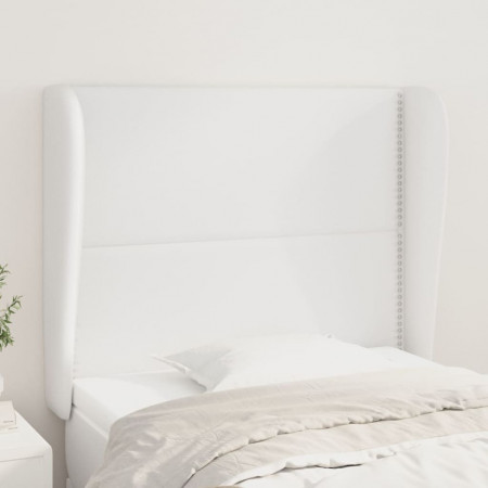 Tăblie de pat cu aripioare, alb, 103x23x118/128 cm, piele eco - Img 1