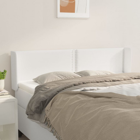 Tăblie de pat cu aripioare alb 147x16x78/88 cm piele ecologică