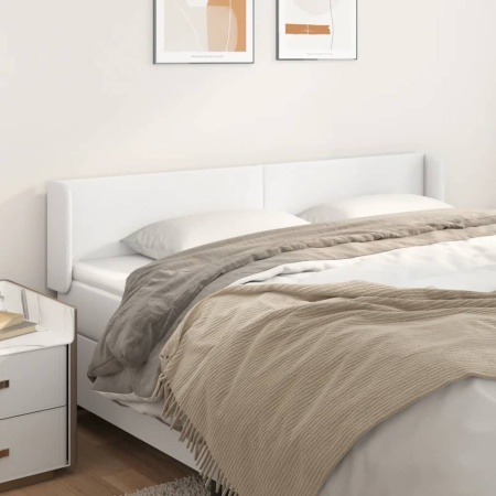Tăblie de pat cu aripioare alb 183x16x78/88 cm piele ecologică