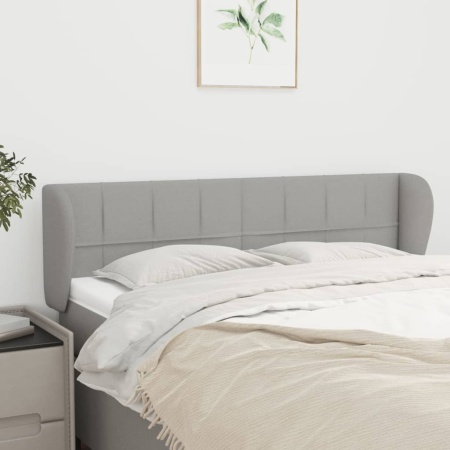 Tăblie de pat cu aripioare gri deschis 147x23x78/88 cm textil