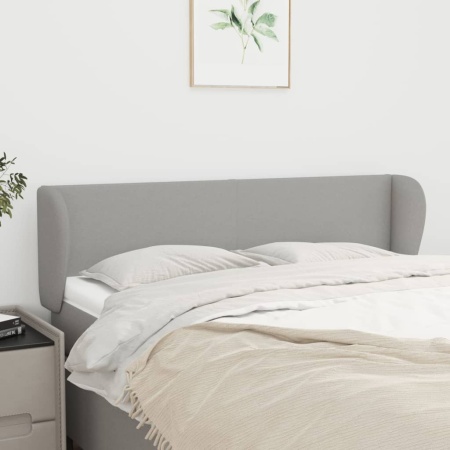 Tăblie de pat cu aripioare gri deschis 147x23x78/88 cm textil