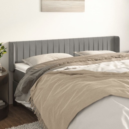 Tăblie de pat cu aripioare gri deschis 163x16x78/88 cm catifea
