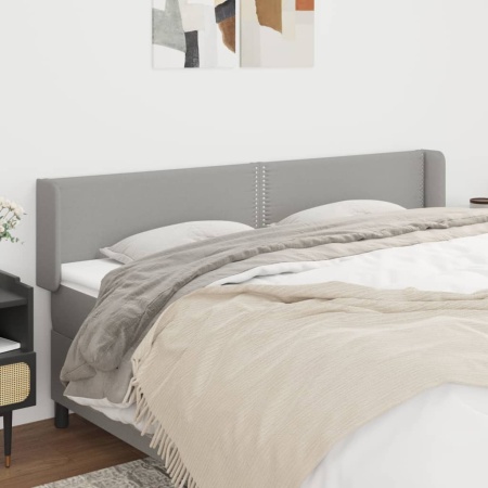 Tăblie de pat cu aripioare gri deschis 163x16x78/88 cm textil
