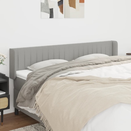 Tăblie de pat cu aripioare gri deschis 163x16x78/88 cm textil