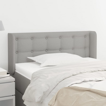 Tăblie de pat cu aripioare gri deschis 93x16x78/88 cm textil