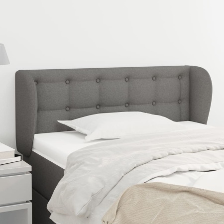 Tăblie de pat cu aripioare gri închis 103x23x78/88 cm textil