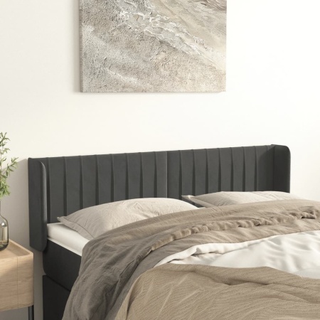 Tăblie de pat cu aripioare gri închis 147x16x78/88 cm catifea