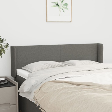 Tăblie de pat cu aripioare gri închis 147x16x78/88 cm textil