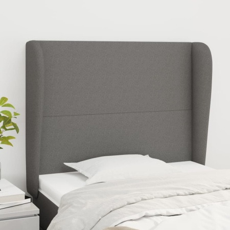 Tăblie de pat cu aripioare gri închis 83x23x118/128 cm textil