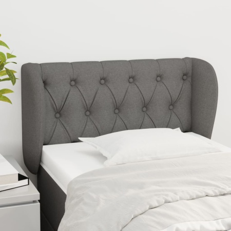 Tăblie de pat cu aripioare gri închis 83x23x78/88 cm textil