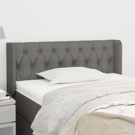 Tăblie de pat cu aripioare gri închis 93x16x78/88 cm textil
