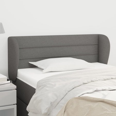 Tăblie de pat cu aripioare gri închis 93x23x78/88 cm textil