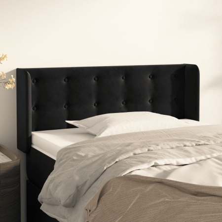 Tăblie de pat cu aripioare negru 83x16x78/88 cm catifea