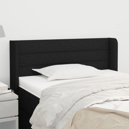Tăblie de pat cu aripioare negru 83x16x78/88 cm textil