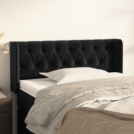 Tăblie de pat cu aripioare negru 93x16x78/88 cm catifea
