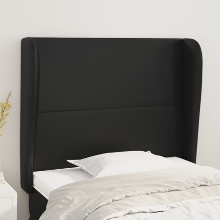 Tăblie de pat cu aripioare, negru, 93x23x118/128 cm, piele eco