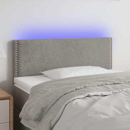 Tăblie de pat cu LED, gri deschis, 90x5x78/88 cm, catifea