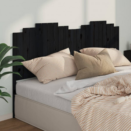 Tăblie de pat, negru, 206x4x110 cm, lemn masiv de pin