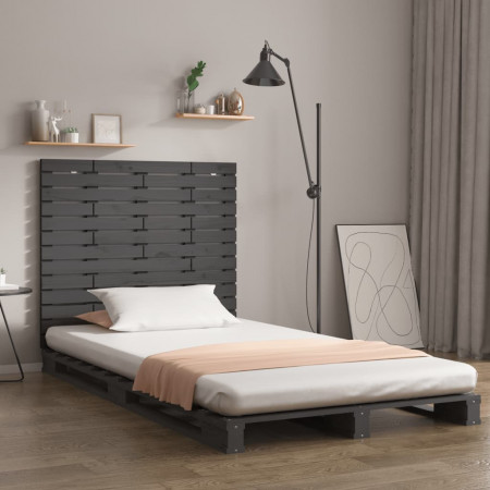 Tăblie de pat pentru perete, gri, 96x3x91,5 cm, lemn masiv pin - Img 1