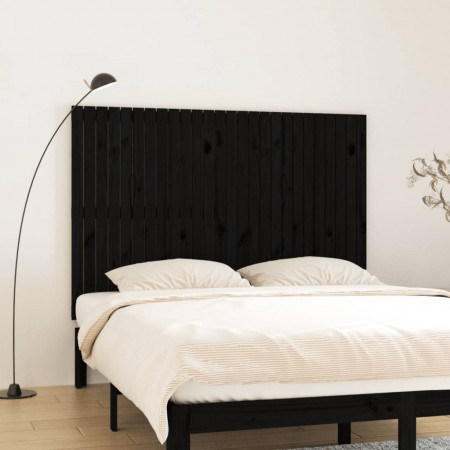 Tăblie de pat pentru perete, negru, 166x3x110 cm lemn masiv pin