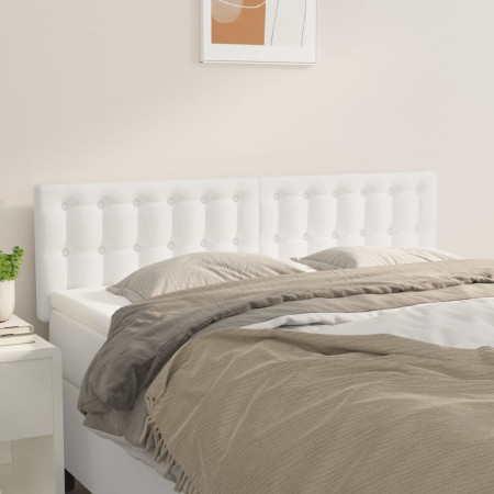Tăblii de pat, 2 buc., alb, 72x5x78/88 cm, piele ecologică - Img 1