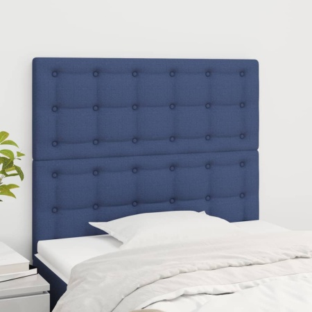 Tăblii de pat, 2 buc, albastru, 100x5x78/88 cm, textil