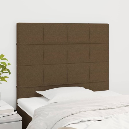 Tăblii de pat, 2 buc, maro închis, 100x5x78/88 cm, textil