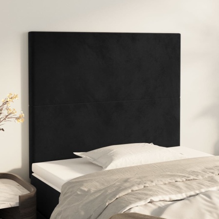 Tăblii de pat, 2 buc, negru, 100x5x78/88 cm, catifea
