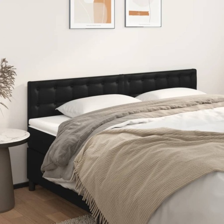Tăblii de pat, 2 buc, negru, 80x5x78/88 cm, piele ecologică