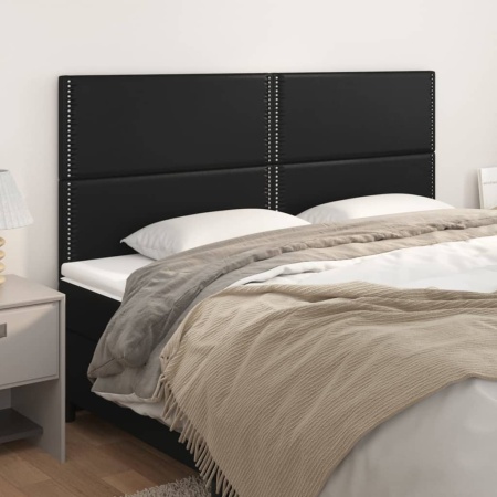 Tăblii de pat, 4 buc, negru, 100x5x78/88 cm, piele ecologică