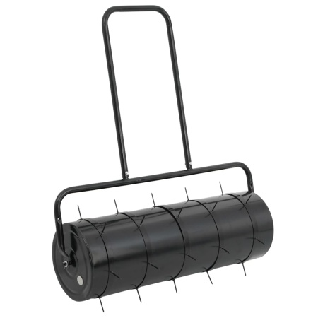 Tăvălug gazon de grădină cleme de aerisire negru 63 L fier/oțel