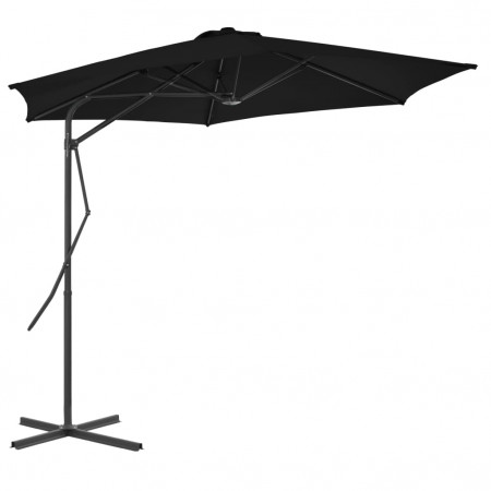 Umbrelă de exterior cu stâlp din oțel, negru, 300x230 cm