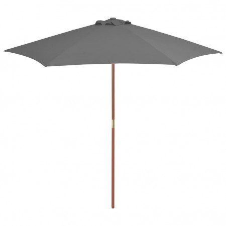Umbrelă de soare de exterior, stâlp din lemn, antracit, 270 cm