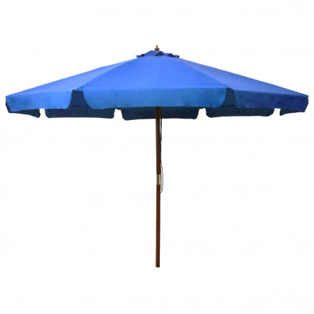 Umbrelă de soare de exterior, stâlp lemn, azuriu, 330 cm - Img 1