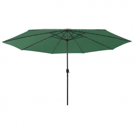 Umbrelă de soare exterior, LED-uri & stâlp metal, verde, 400 cm