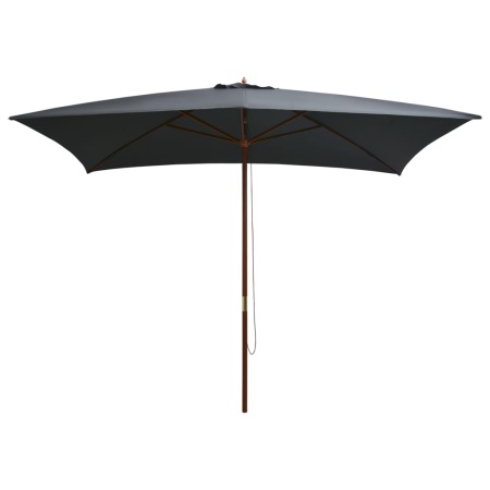 Umbrelă de soare exterior, stâlp lemn, 200x300 cm, antracit