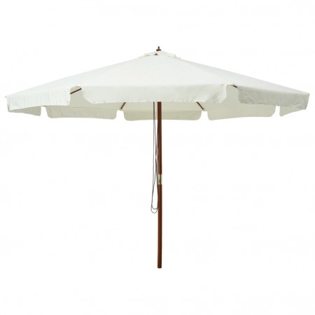 Umbrelă soare de exterior, stâlp din lemn, alb nisipiu, 330 cm - Img 1