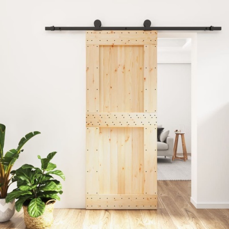 Ușă glisantă cu set de feronerie 85x210 cm, lemn masiv de pin
