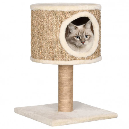 Ansamblu pisici cu casă și stâlp de zgâriat 52 cm iarbă de mare - Img 1