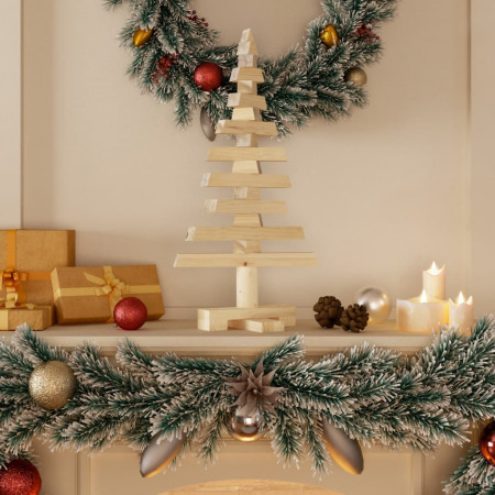 Brad de Crăciun din lemn decorativ, 60 cm, lemn de pin masiv - Img 1