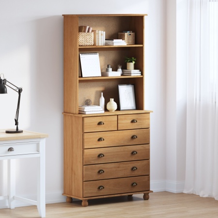 Bufet ASKIM maro miere 91x40x199.5 cm lemn masiv pin, Bufet ASKIM 91x30x104 cm lemn masiv pin, Comoda ASKIM 91x40x95.5 cm lemn masiv pin