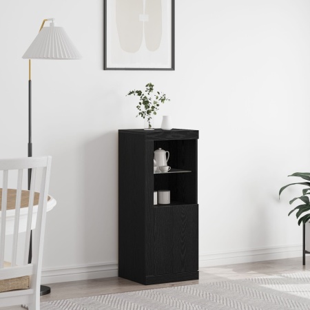 Bufet cu lumini LED Stejar Negru 41x37x100 cm