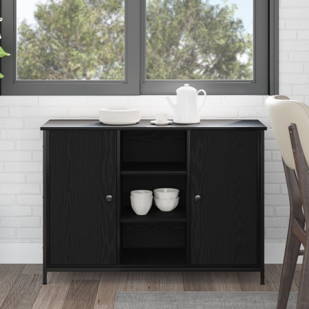 Buffet Stejar Negru 100x35x70 cm Lemn prelucrat și Oțel