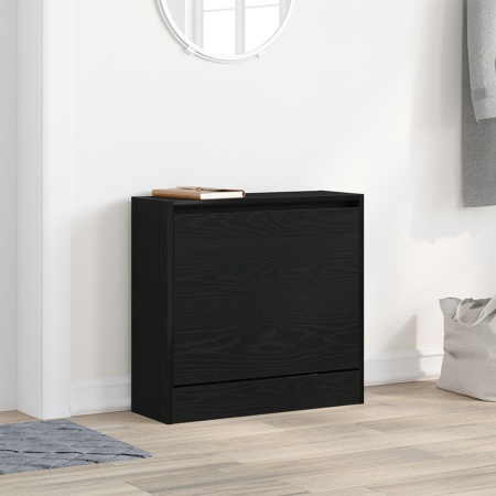 Cabinet pentru pantofi Negru Stejar 60x21x57 cm Lemn prelucrat