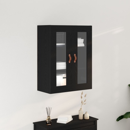 Cabinete de perete cu uși din sticlă Stejar negru 69,5x34x90 cm