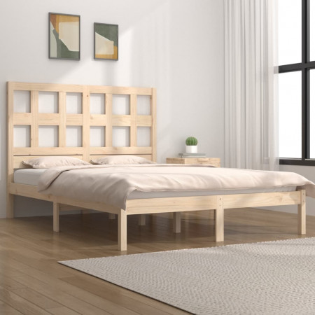 Cadru de pat, 120x200 cm, lemn masiv de pin - Img 1