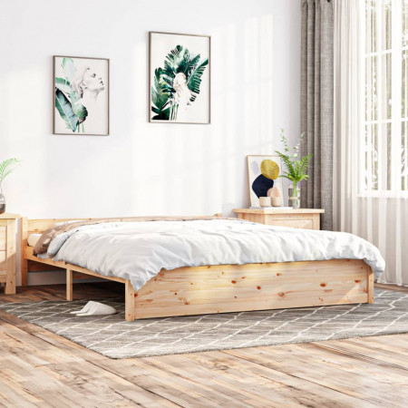 Cadru de pat, 200x200 cm, lemn masiv - Img 1