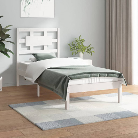 Cadru de pat, alb, 100x200 cm, lemn masiv de pin
