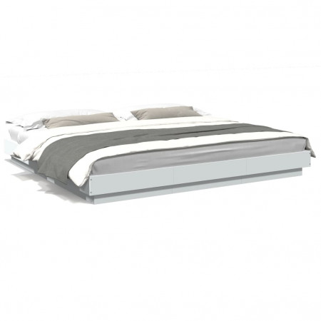 Cadru de pat, alb, 200x200 cm, lemn prelucrat