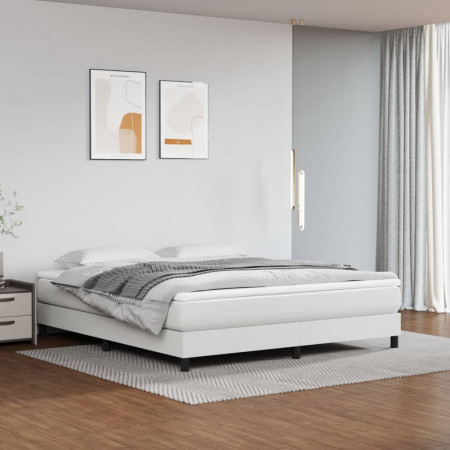 Cadru de pat box spring, alb, 180x200 cm, piele ecologică
